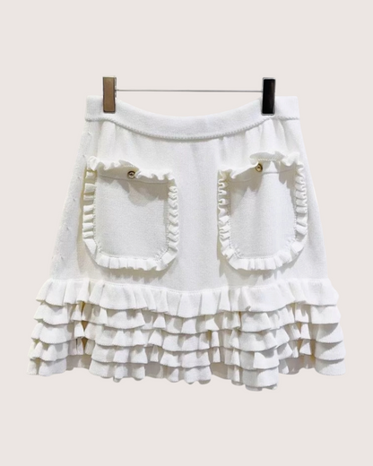 Chanel Ruffle-Tier Mini Skirt White FR 40