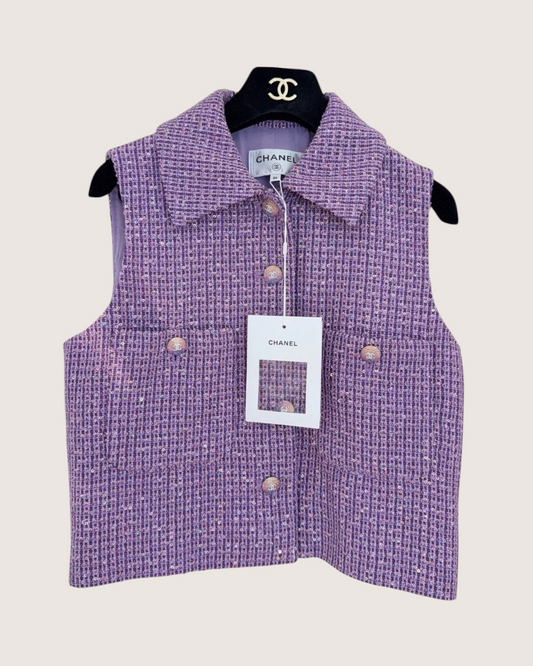Chanel 24C Tweed Vest Purple, Pink FR 36