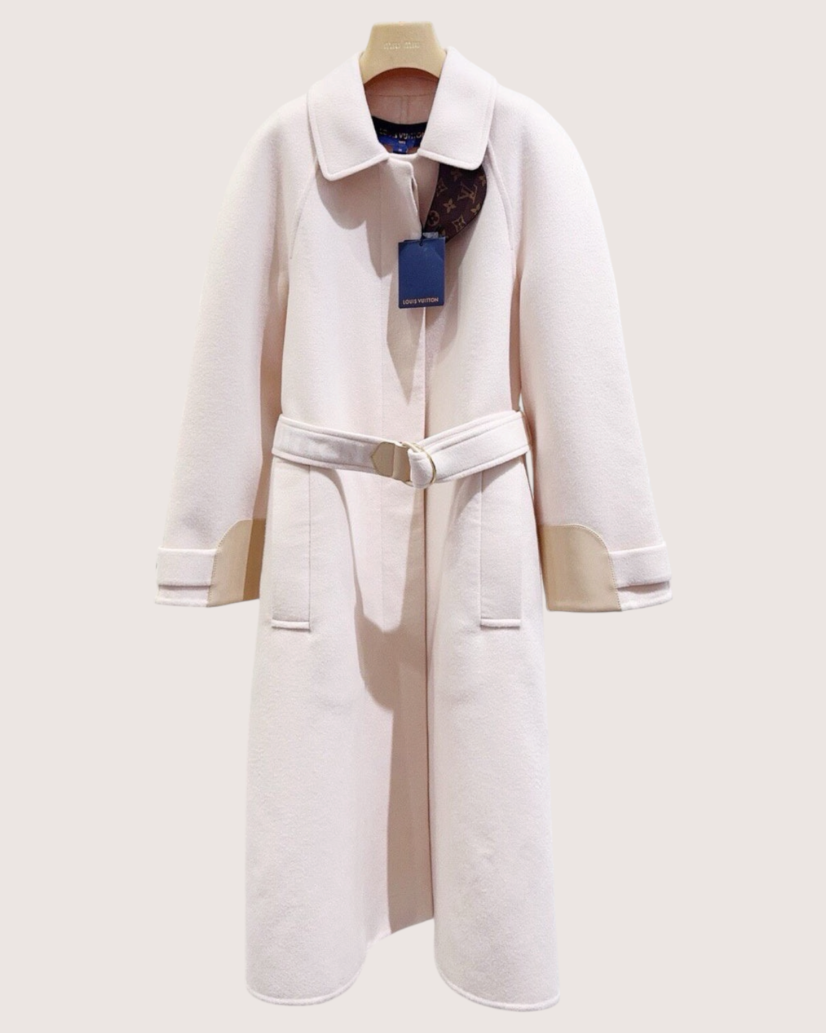 Louis Vuitton Wool Belted Coat Pink FR 36