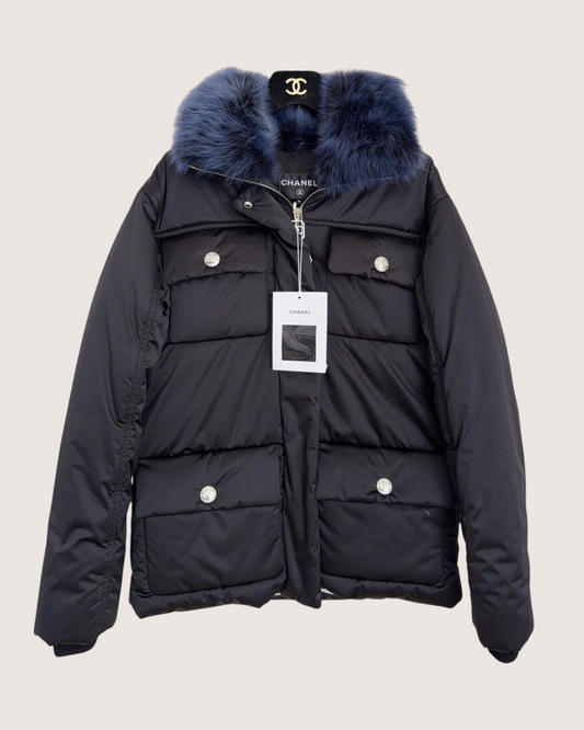 Chanel 23N Coco Neige Four-Pocket Zip-Up Puffer Jacket Black, Blue FR 36