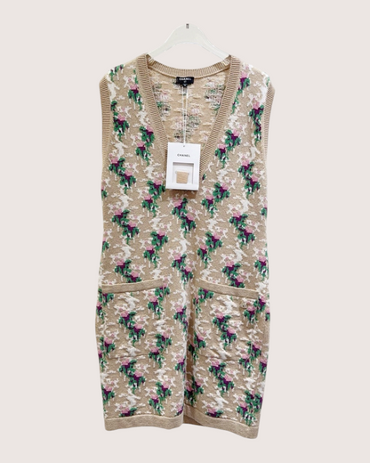 Chanel Floral Pocket Dress Beige/Ecru, Pink, Green, Multicolor FR 36