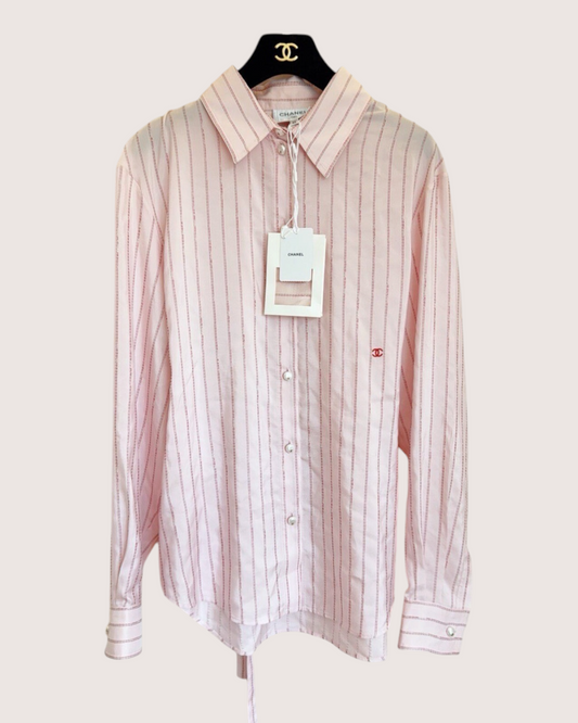Chanel 26B Striped Shirt Pink, Red FR 42