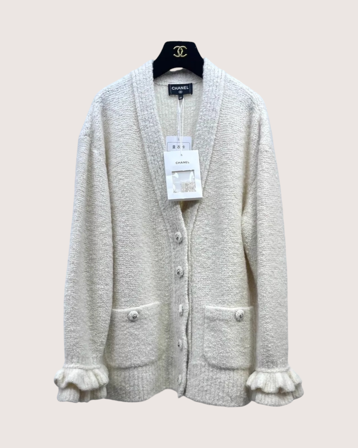 Chanel 24K Ruffle Cuffs Cashmere Cardigan