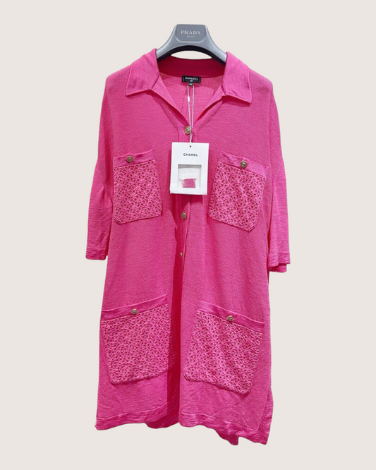 Chanel 21P Eyelet-Pocket Mid-Length Dress - Pink