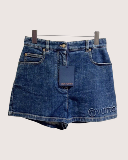Louis Vuitton Logo-Embossed Denim Shorts Blue FR 38