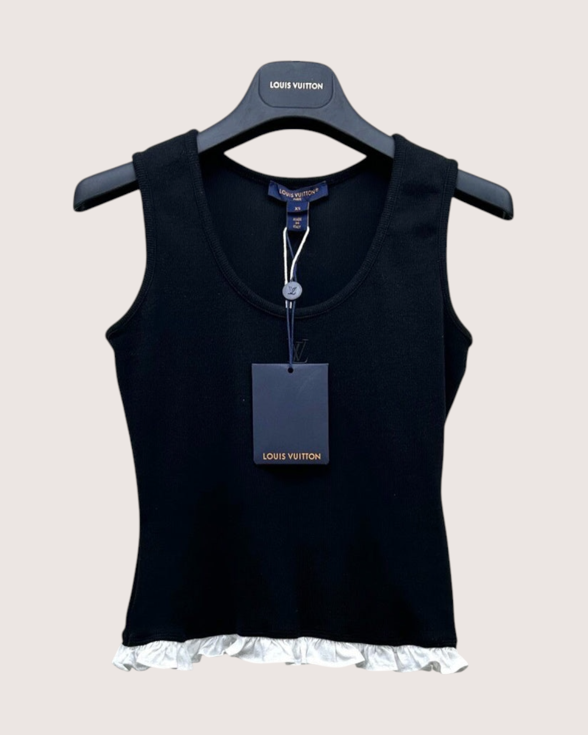 Louis Vuitton Ruffle-Trim Top Black, White FR 34