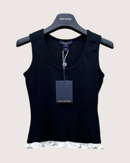 Louis Vuitton Ruffle-Trim Top Black, White FR 34