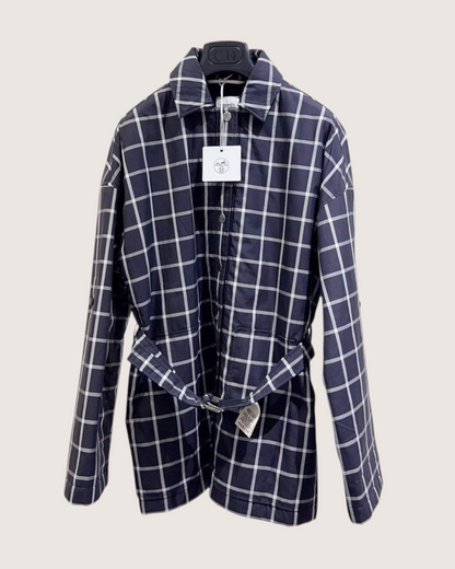 Hermès Windowpane Jacket Navy, White FR 36