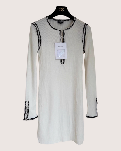 Chanel 22C Braid-Trim Mid-Length Dress