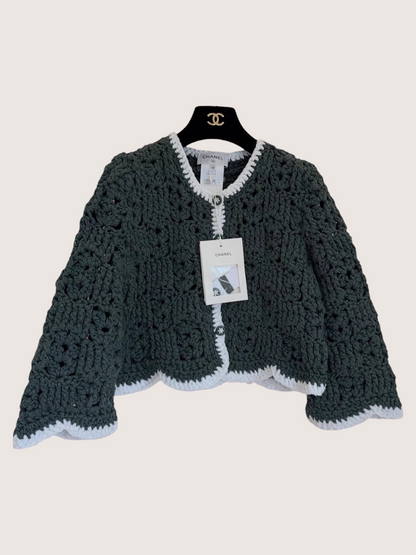 Chanel 25C Crochet Openwork Cropped Cardigan