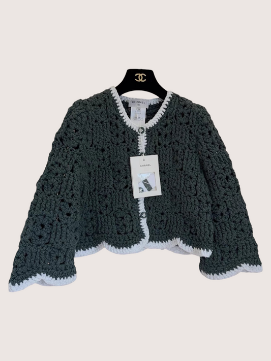 Chanel 25C Crochet Openwork Cropped Cardigan