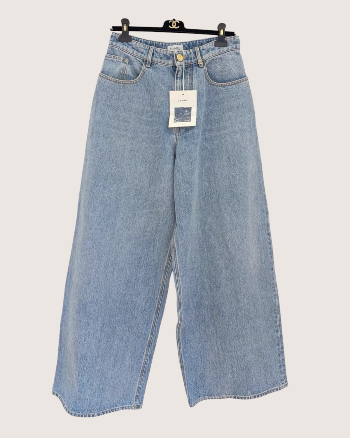 Chanel 26A Denim Wide-Leg Jeans Blue FR 36