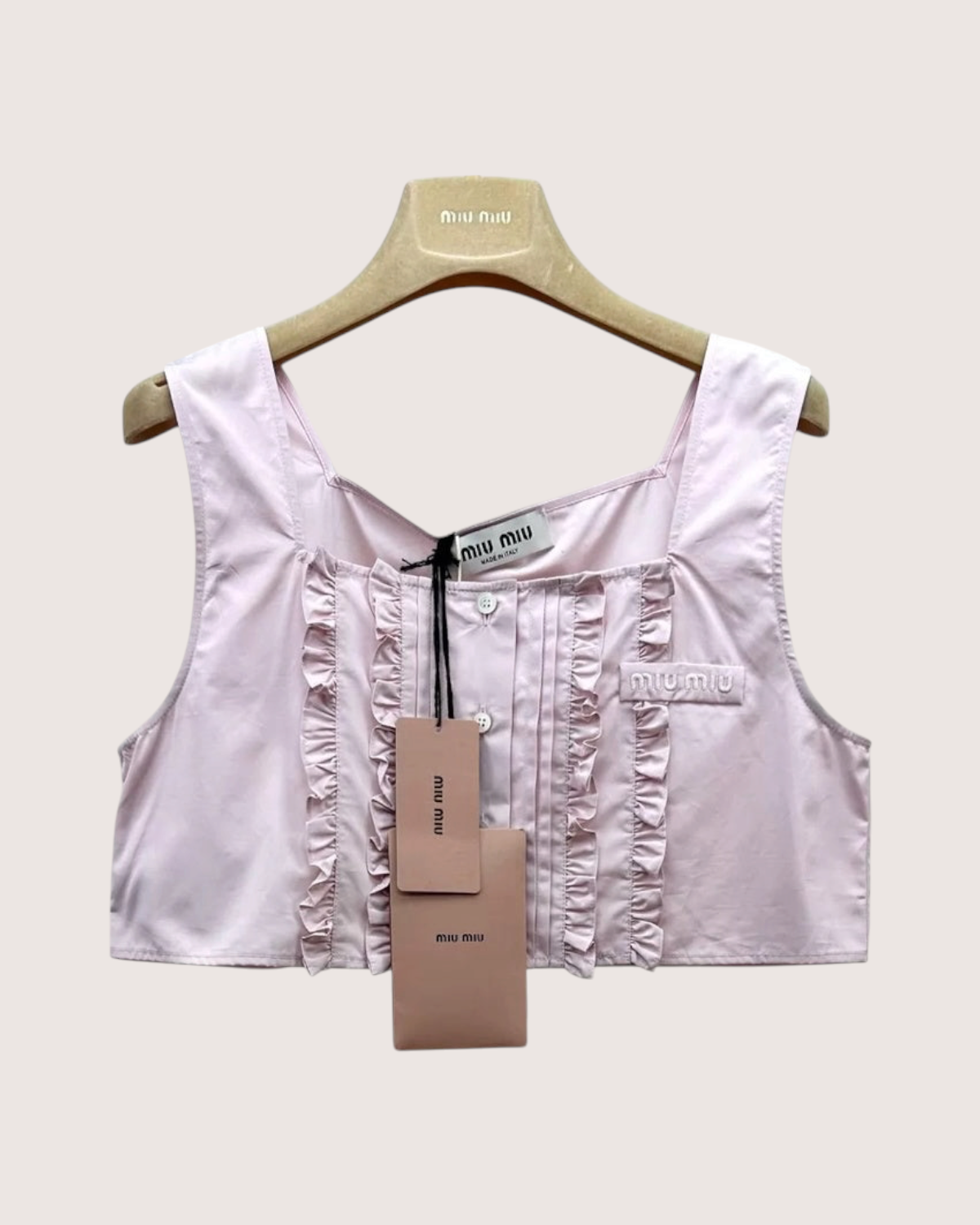 Miu Miu Ruffled Crop Top Pink IT 40