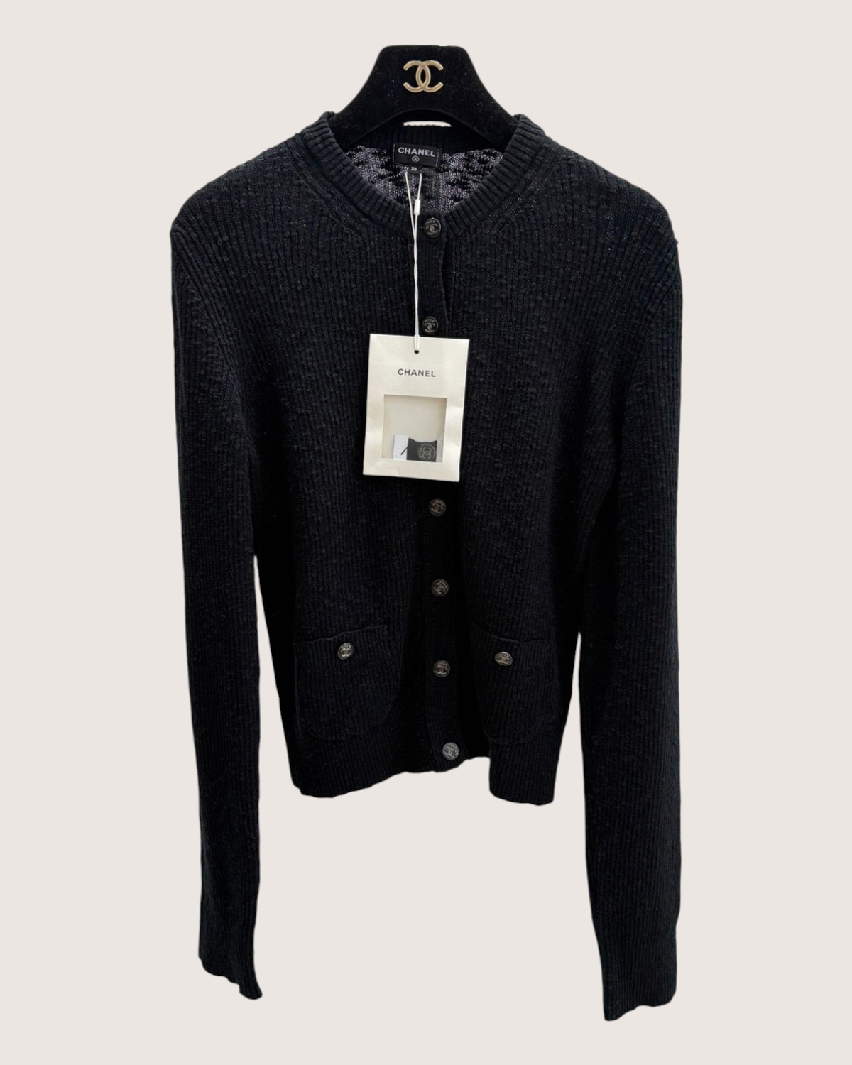 Chanel 25M Coco Beach Long-Sleeve Cardigan Black FR 36