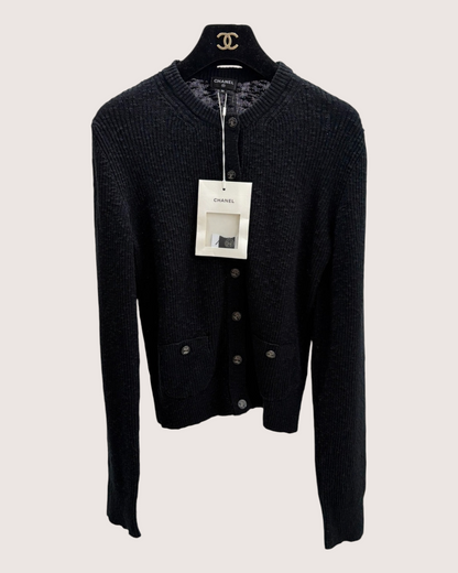 Chanel 25M Coco Beach Long-Sleeve Cardigan Black FR 36