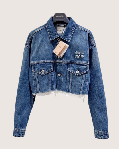 Miu Miu Cropped Denim Jacket Blue IT 38