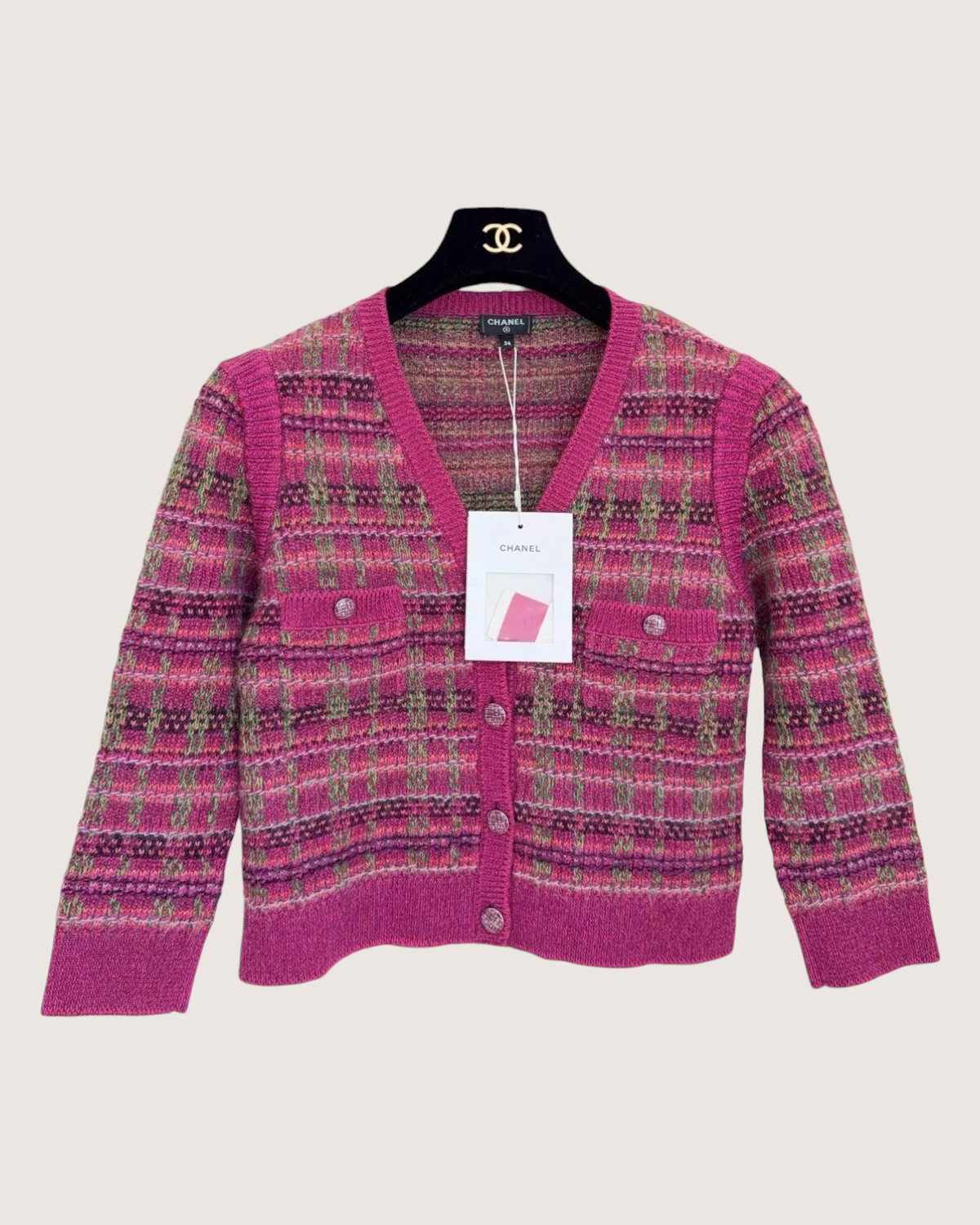 Chanel 18B Plaid Cashmere Cardigan