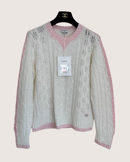 Chanel 24P Sweater White, Pink FR 36