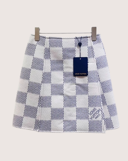 Louis Vuitton Damier Checkerboard Mini Skirt White, Blue FR 32