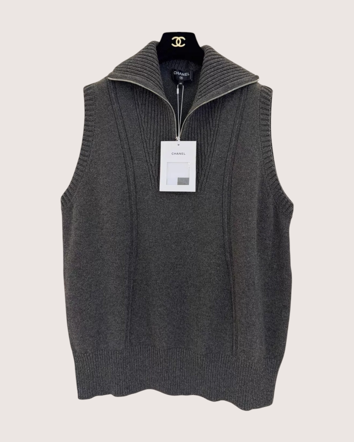 Chanel Knit Zip-Up Collared Vest