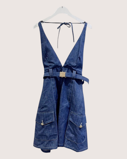 Miu Miu Denim Mid-Length Dress Blue FR 34
