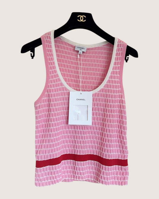 Chanel 24P Striped Top Pink, White, Red FR 36