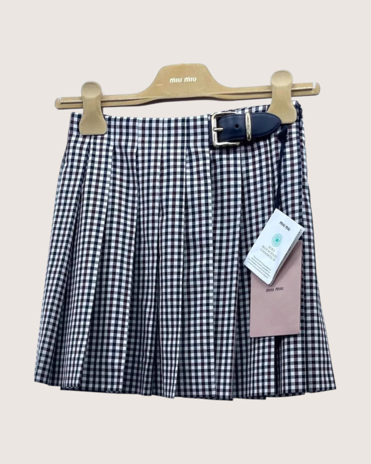 Miu Miu Gingham Belted Mini Skirt