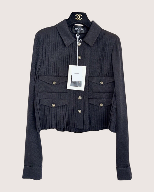 Chanel 25A Four-Pocket Pleated Jacket Black FR 34