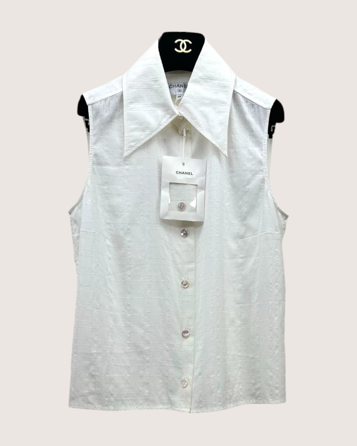 Chanel 25C CC Monogram Sleeveless Shirt FR 38