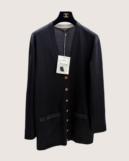 Chanel 26S Silk Cardigan Black FR 38