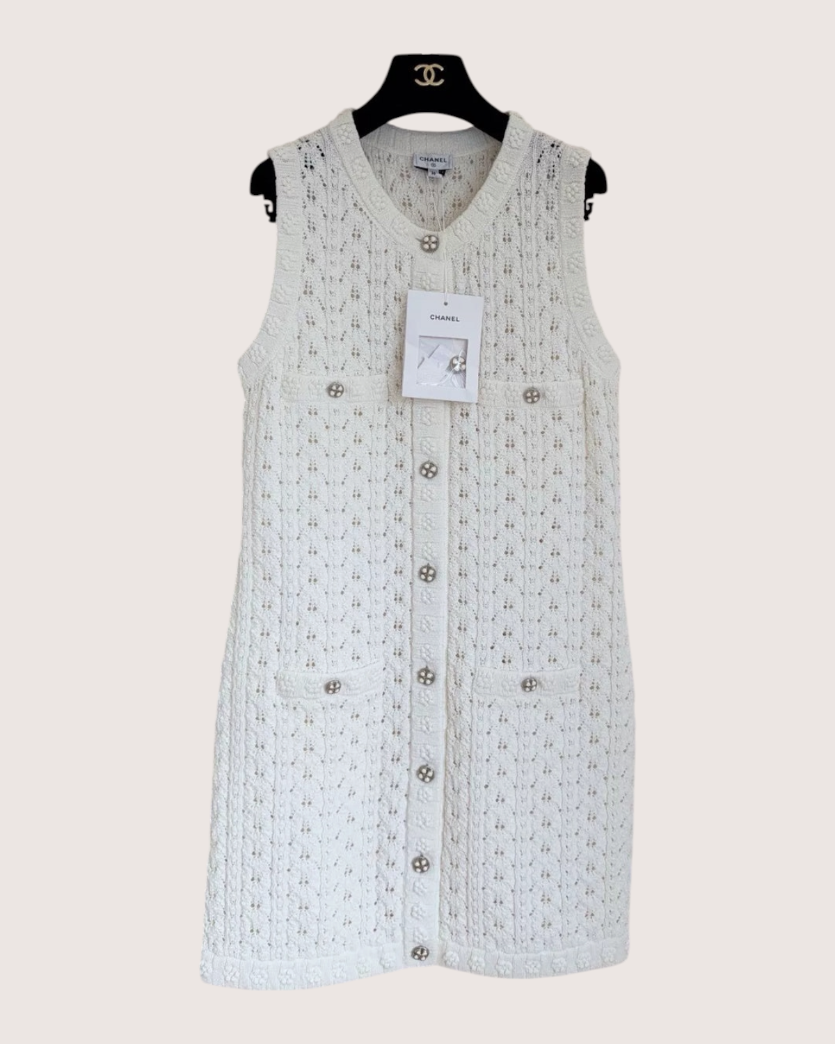 Chanel 24P Sleeveless Mini Dress White FR 36