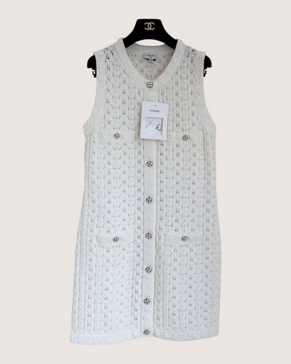 Chanel 24P Sleeveless Mini Dress White FR 36