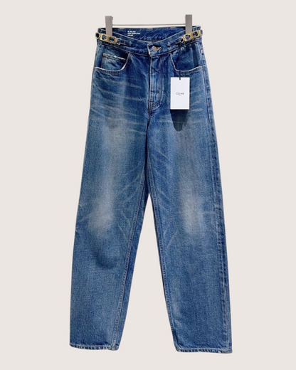 Celine Triomphe Wide-Leg Denim Jeans Blue FR 36