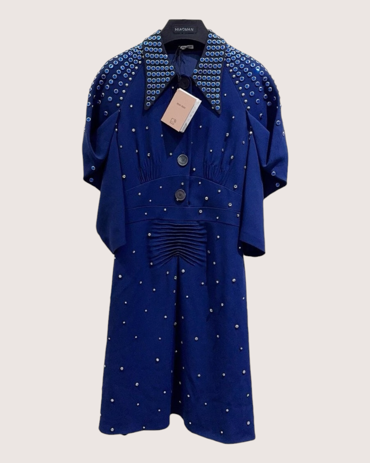Miu Miu Crystal-Embellished Mini Dress Blue, Silver FR 34