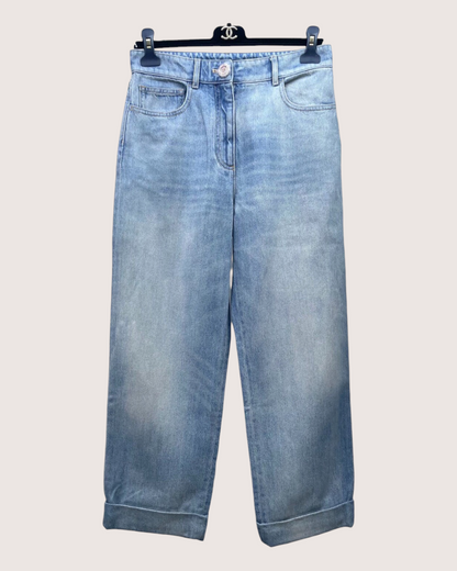 Chanel 24K Straight Denim Jeans Blue FR 36