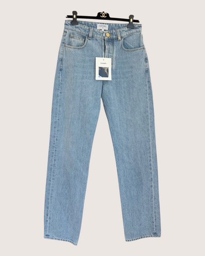 Chanel 26A Straight-Leg Denim Jeans Blue FR 36