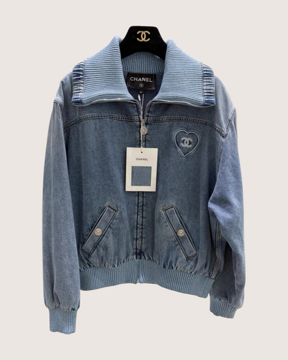 Chanel 25M Coco Beach Denim Jacket Blue FR 34