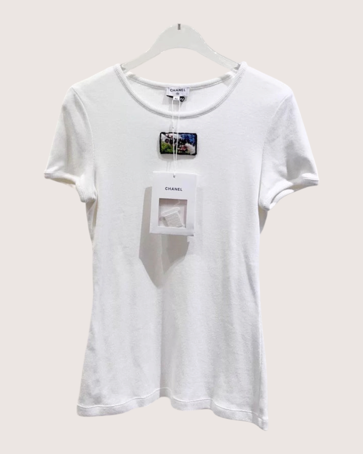 Chanel 23C Ribbed T-Shirt White FR 40