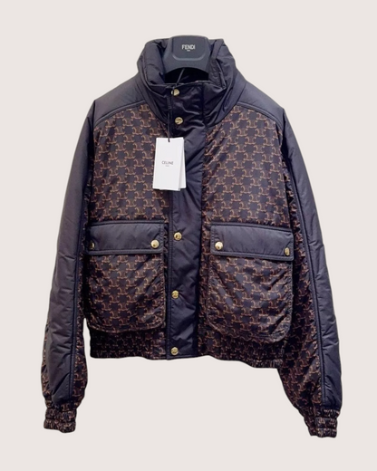 Celine Monogram Puffer Jacket Navy, Brown FR 36