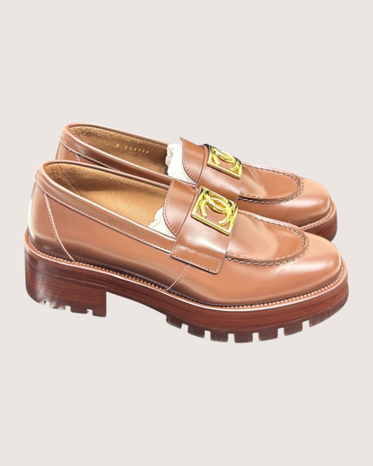 Chanel 23B Platform CC Loafers Brown EU 36.5