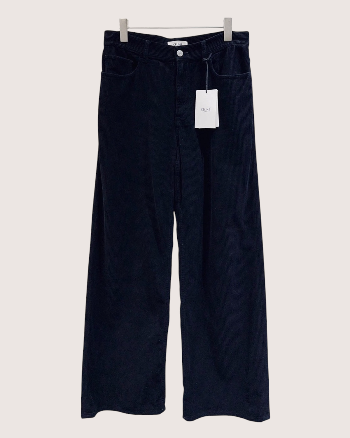 Celine Corduroy Wide-Leg Trousers Black