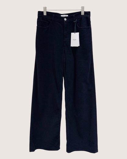 Celine Corduroy Wide-Leg Trousers Black