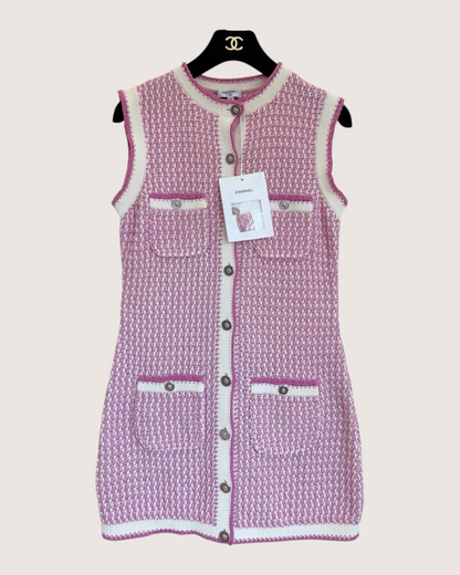 Chanel 22P Sleeveless Four-Pocket Mini Dress Pink, Beige/Ecru FR 36