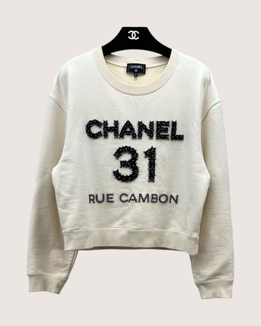 Chanel 20A 21A Rue Cambon Sweatshirt - Beige/Ecru