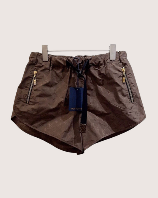 Louis Vuitton Monogram Jacquard Drawstring Shorts Brown FR 36