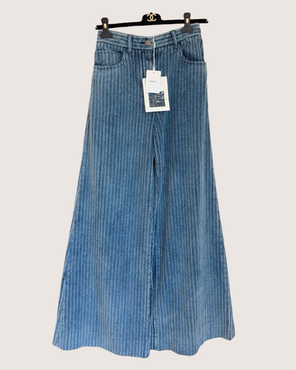 Chanel 25K Wide-Leg Denim Jeans Blue FR 34