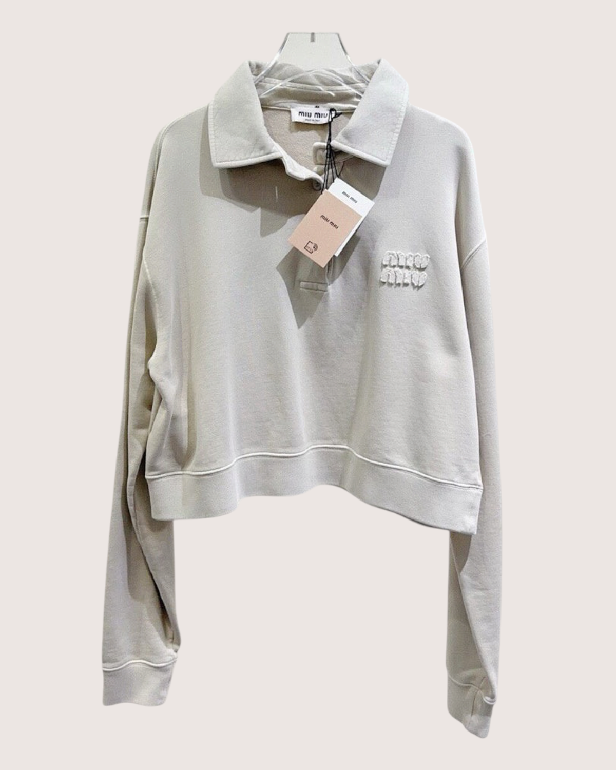 Miu Miu Cropped Sweatshirt Beige/Ecru FR 36