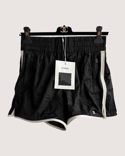 Chanel 26M Coco Beach Nylon Shorts Black, White FR 36