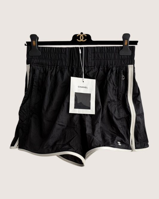 Chanel 26M Coco Beach Nylon Shorts Black, White FR 36
