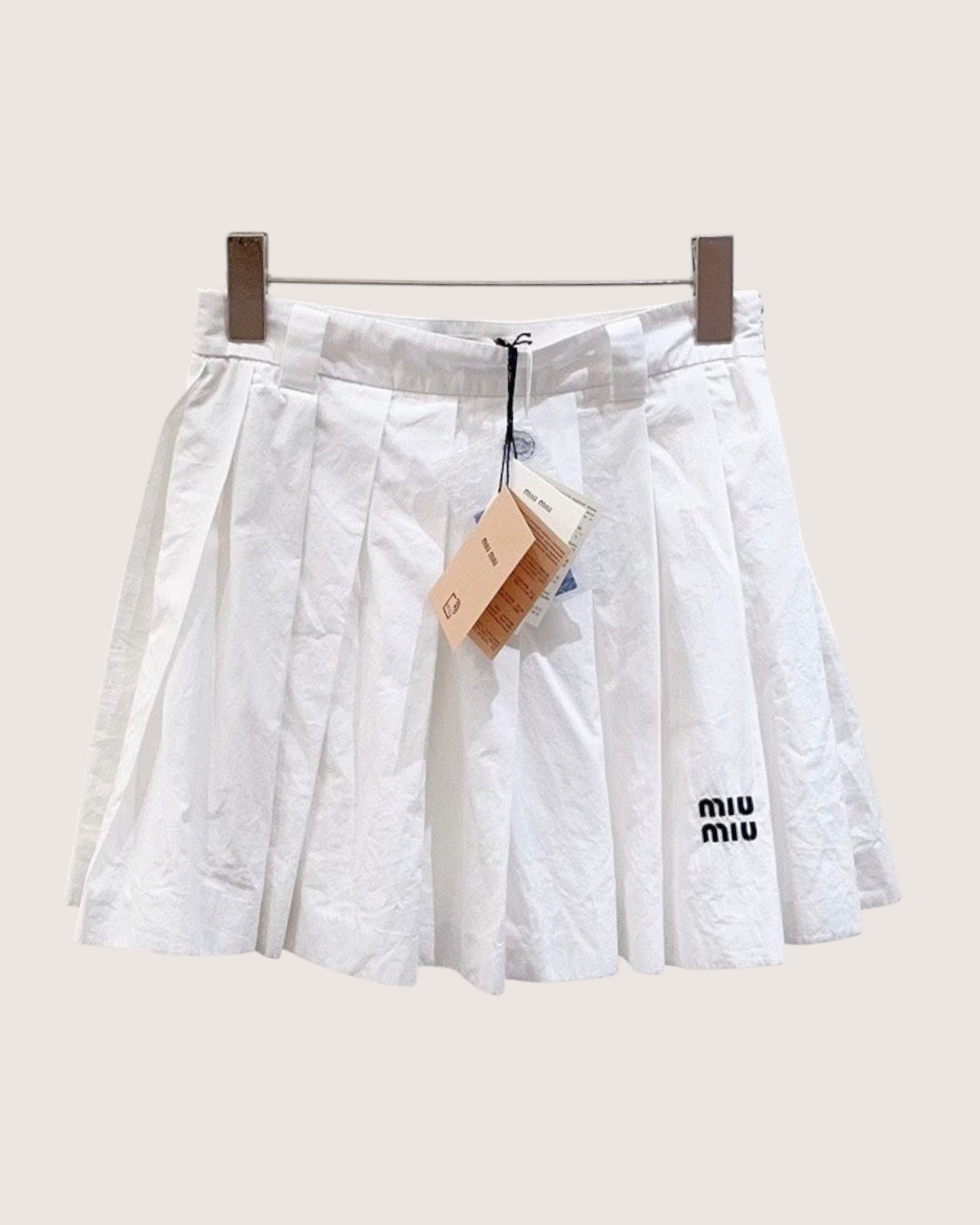 Miu Miu Pleated Logo Mini Skirt White FR 36